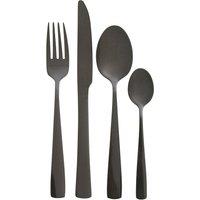 Orsina 16 Piece Stainless Steel Cutlery Set, Avie Colored Cutlery Set, Luxury Cutlery Set, Modern 16 Piece Cutlery Set in Black