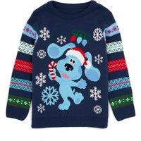 Blue's Clues & You! Boy's Christmas Jumper | Blue | Official Merch | Size: 2-3 Years