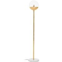 Orsina Gold Finish Metal Floor Lamp With White Marble Base, Metallic Floor Floor Lamp, Ideal For Reading Corners