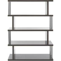 Orsina Shelf Design 4 Tier White Gloss Wide Shelf Unit, Contemporary Large Shelving Unit, Durable Standing Shelves in Grey