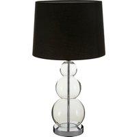 Orsina Subtle Grey Shade Table Lamp With 3 Clear Glass Orbs, Clean-Line Accent Light, Round Base Lamp For Lounge in Black