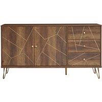 Orsina Ample Storage Sideboard, Contemporary Design Industrial Sideboard Cabinet, Durable Kitchen Sideboard in Brown