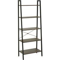Orsina Five Tier Oak Veneer Ladder Shelf Unit, Stylish Industrial Narrow Shelf, Versatile Cupboard, Delivered Fully Assembled in Dark Brown