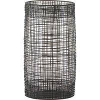 Orsina Cylindrical Black Lantern, Elegant Iron Wireframe Black Candle Holder, Indoor Outdoor Decor with Glass Shade