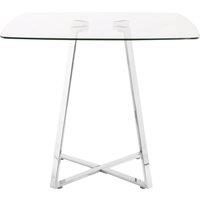 Orsina Modern Square Gold Finish Dining Table, Sturdy Table For Entertaining Guests, Minimalist Open Base Table in Silver