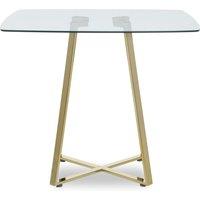 Orsina Modern Square Gold Finish Dining Table, Sturdy Table For Entertaining Guests, Minimalist Open Base Table