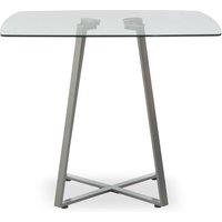 Orsina Modern Square Gold Finish Dining Table, Sturdy Table For Entertaining Guests, Minimalist Open Base Table in Grey