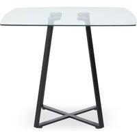 Orsina Modern Square Gold Finish Dining Table, Sturdy Table For Entertaining Guests, Minimalist Open Base Table in Black