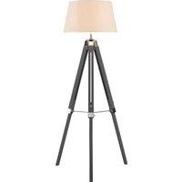 Orsina Striking Brown Tripod Floor Lamp, Decorative Floor Light With Metal Cross Supports, Modern Standard Lamp in Grey