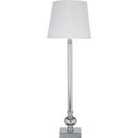 Orsina Table Lamp With Off-White Silk Shade, Minimalist Iron Rod Lamp, Durable Bedside Light For Living Room in White
