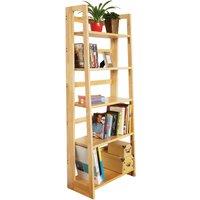 Orsina Hevea Wood Five Tier Shelf Unit, Living Room Shelving Unit, Wooden Ladder Shelves For Storage Solution in Natural