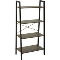 Orsina Four Tier Oak Veneer Ladder Shelf Unit, Functional Industrial Narrow Shelf, Versatile Tall Cupboard in Dark Brown