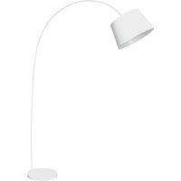 Orsina White Arched Floor Lamp, Modern Metal Arc Design with Fabric Shade, Soft Glow Lighting with Weighted Base