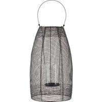 Orsina Large Black Lantern, Iron Wireframe Black Candle Holder, Indoor & Outdoor Glass Shade Candle Holder