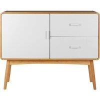 Orsina Scandi Style Sideboard, Natural Wood Sideboard, Modern Oak Wood Sideboard, 1 Door & 2 Drawer Sideboard in White