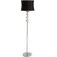 Orsina Modern Floor Lamp With Stainless Steel Pole, Floor Light With Chrome Stem, Monochrome Crystal Orbs Lamp in Silver