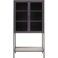 Orsina Industrial Two Door White Metal Cabinet, Stylish Storage Cabinet For Bedroom, Contemporary Sideboard Cabinet in Grey