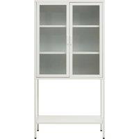 Orsina Industrial Two Door White Metal Cabinet, Stylish Storage Cabinet For Bedroom, Contemporary Sideboard Cabinet