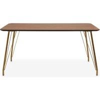 Orsina Modern Dining Table With Natural Wood Effect Top, Sturdy Table For Guests, Minimalist Design Dining Table in Brown