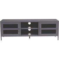 Orsina Industrial Two Door White Metal Media Unit, Classic Livingroom Media Unit, Versatile Shelving Media Unit in Grey