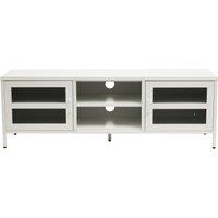 Orsina Industrial Two Door White Metal Media Unit, Classic Livingroom Media Unit, Versatile Shelving Media Unit