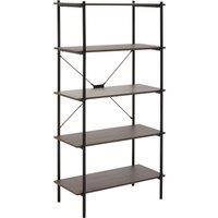 Orsina Storage Five Tier Oak Shelf Unit, Versatile & Adaptable Shelving Unit, Durable tall Cupboards in Dark Brown