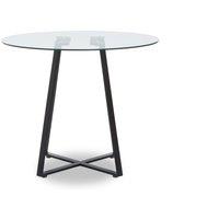 Orsina Sturdy Round Gold Finish Dining Table, Modern Table For Entertaining Guests, Minimalist Open Base Table in Black