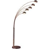 Orsina 5 Arced Lights Floor Lamp, Modern Copper Arcing Floor Light with Marble Base, Multi Arm Metal Floor Lamp