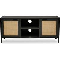 Orsina Contemporary Black Wood Media Unit, Durable MDF Constructed Modern TV Cabinet, Functional Media Unit