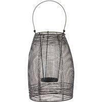 Orsina Small Black Lantern, Iron Wireframe Black Candle Holder, Indoor & Outdoor Glass Shade Candle Holder