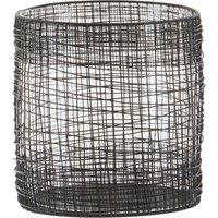 Orsina Cylindrical Black Lantern, Iron Wireframe Black Candle Holder, Indoor & Outdoor Decor with Glass Shade