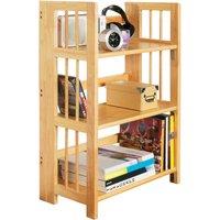 Orsina Hevea Wood Three Tier Shelf Unit, Living Room Shelving Unit, Wooden Corner Shelves For Storage Solution in Natural