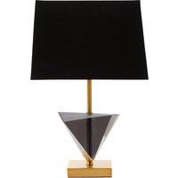 Orsina Smoked Crystal Table Lamp With Gold Metal Finish, Geometric Triangular Design Bedside Lamp, Modern Desk Lamp in Black