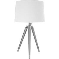 Orsina Tripod Table Lamp With Cream Linen Shade, Modern Linen Shade Table Lamp With Metal Tripod Stand