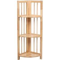 Orsina Stylish 3 Tier Natural Box Frame Corner Unit, Large Shelving Unit, Wooden Standing Shelves