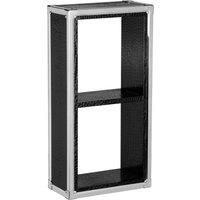 Orsina Crocodile Leather Effect Two-Tier Shelf Wall Cube, Wall Mounted Box Shelves, Storage Cube for Wall, Wall Cube in Black