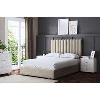 DS Living Evangaline Beige Panel Bed with Headboard | Size: Super King