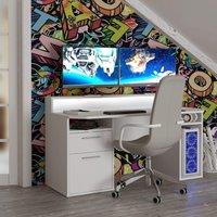 Rest Relax Warrior Gaming Desk in White with LED Lights