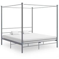 Berkfield Home Canopy Bed Frame Grey Metal 200x200 cm