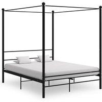 Berkfield Home Canopy Bed Frame Black Metal 160x200 cm