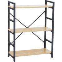 Orsina Luxe Light Yellow 3-Tier Shelf Unit with Black Metal Frame, Bookcase For Home Office, Stylish Display Unit