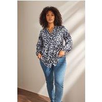Evans Women's Frill Neck Blouse in Dark Navy | Size: 26-28