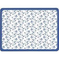 Orsina Set of Four Blue Rose Placemats, Durable Heat-Resistant Cork Table Mats with Elegant Floral Design