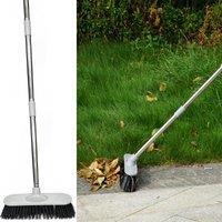 Gr8 Garden Heavy Duty Stainless Steel Broom with Handle Outdoor Garden Hard Bristle Brush in Silver
