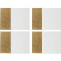 Orsina Set Of Four Dipped White & Gold Placemats, Contemporary Heat Resistant Dining Mats