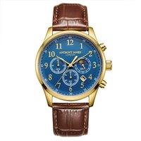 Anthony James Men's Hand Assembled Moonphase Chronograph Gold Blue Watch