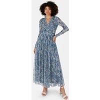 Anaya with Love Women's Faux Wrap Embellished Maxi Dress in Blue | Size: 10