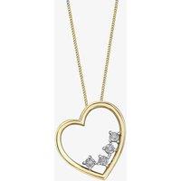 T.H.Baker Women's 9ct Two Colour Gold 0.02ct Diamond Open Heart Necklace P4218YW/02C-10