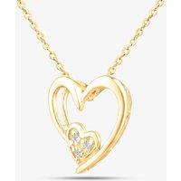 T.H.Baker Women's 9ct Yellow Gold Double Heart Diamond Pendant Necklace PP03110Y