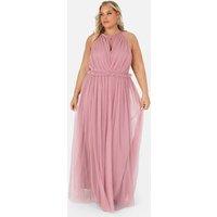 Anaya with Love Women's Keyhole Halter Neck Maxi Dress in Dark Pink | Size: 20